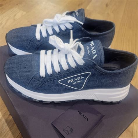 sneakers bianche prada|prada denim sneakers.